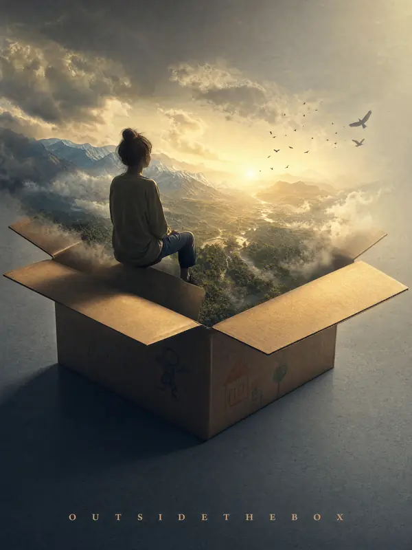 The namesake box opening onto a whole landscape.