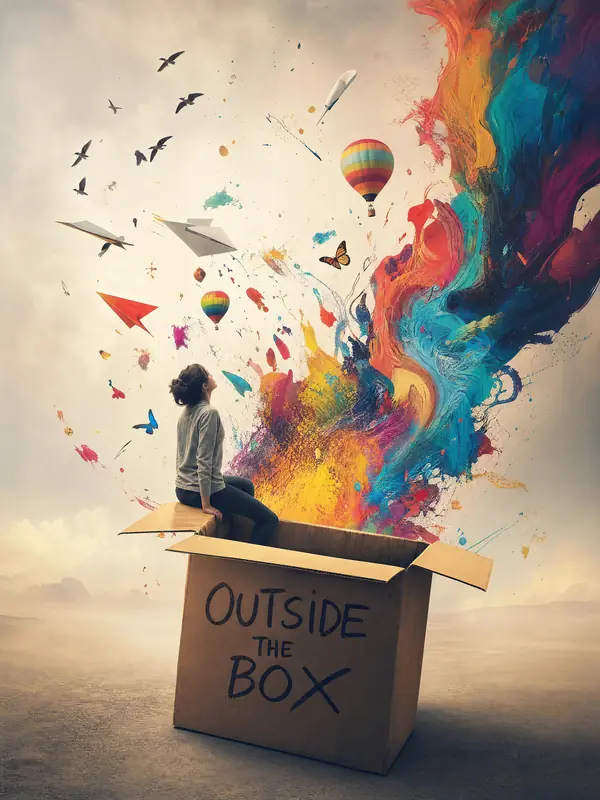 The box exploding into color.