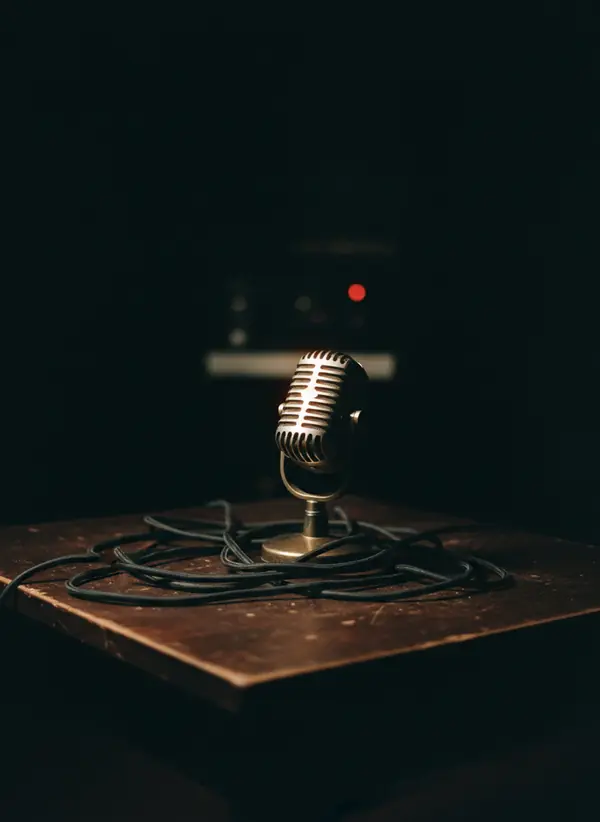 A quiet instrument waiting in the dark.