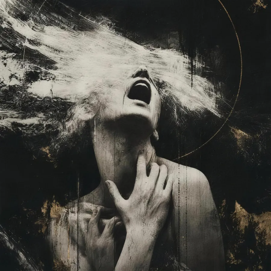 On Lungs Alone cover art: a black-and-white figure crying out through swirling smoke